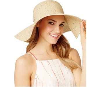 Calvin Klein Floppy Beach Sun Hat with Gold Flecks